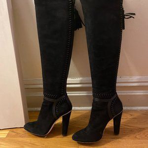 Almost new Jimmy Choo Over the Knee high heel black suede boots- in original box